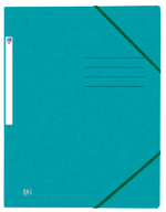 Oxford TOP FILE+ # Eckspannermappe A4, Farbe: aqua, 390 g/m² Karton, Multi´Strat™ Technologie, Gummizugverschluss und drei Einschlagklappen