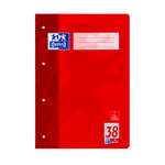 Oxford CLASSIC # Schulheft A4 , Lineatur 38 (liniert mit Rand links und rechts), 16 Blatt,  90 g/m² OPTIK PAPER®, geheftet, 4-fach gelocht, Farbe: rot