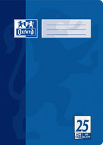 Oxford CLASSIC # Schulheft A4, Lineatur 25 (liniert mit Rand rechts), 32 Blatt, 90 g/m² OPTIK PAPER®, geheftet, Farbe: blau