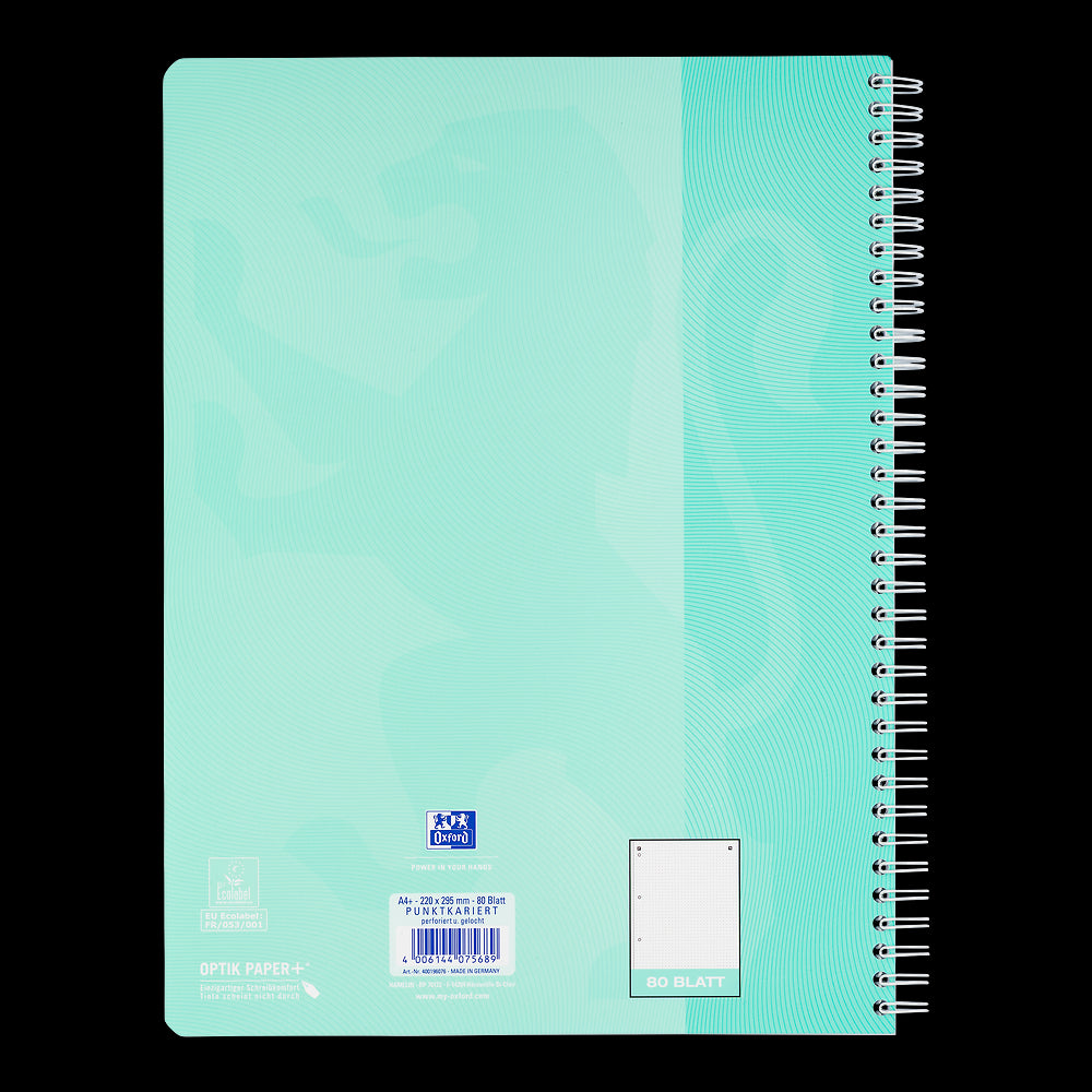 Oxford Touch Pastell Collegeblock A4+ 
#Lineatur dotted, 80 Blatt, 4-fach gelocht, sortiert pastell