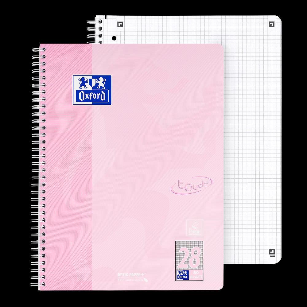 Oxford Touch Pastell Collegeblock A4+ 
#Lineatur 28 (kariert mit Rand rechts und links), 80 Blatt, 4-fach gelocht, sortiert pastell