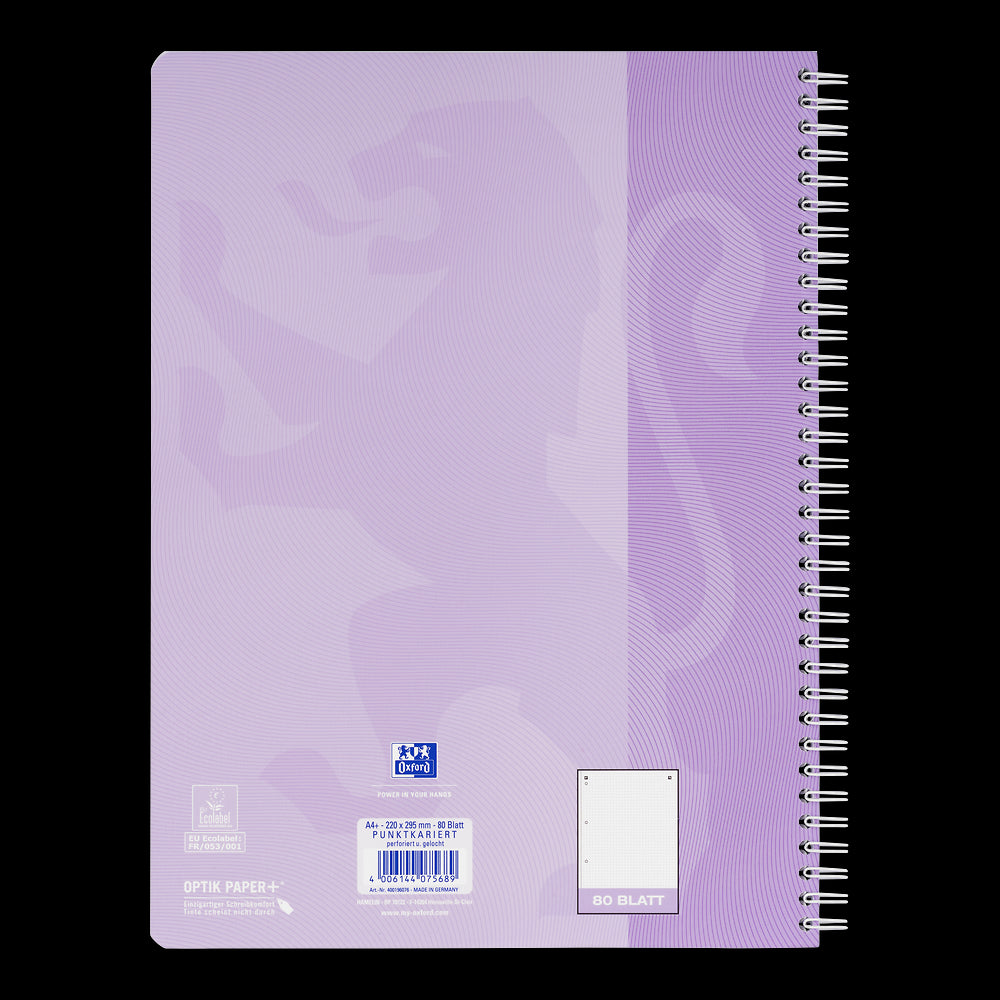 Oxford Touch Pastell Collegeblock A4+ 
#Lineatur dotted, 80 Blatt, 4-fach gelocht, sortiert pastell