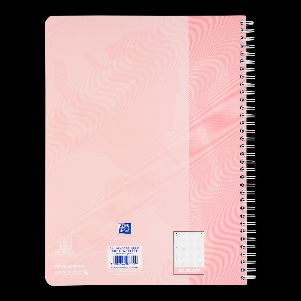 Oxford Touch Pastell Collegeblock A4+ 
#Lineatur dotted, 80 Blatt, 4-fach gelocht, sortiert pastell