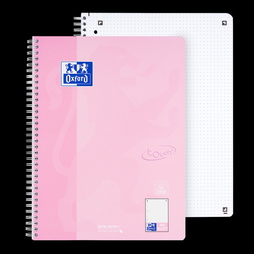 Oxford Touch Pastell Collegeblock A4+ 
#Lineatur dotted, 80 Blatt, 4-fach gelocht, sortiert pastell