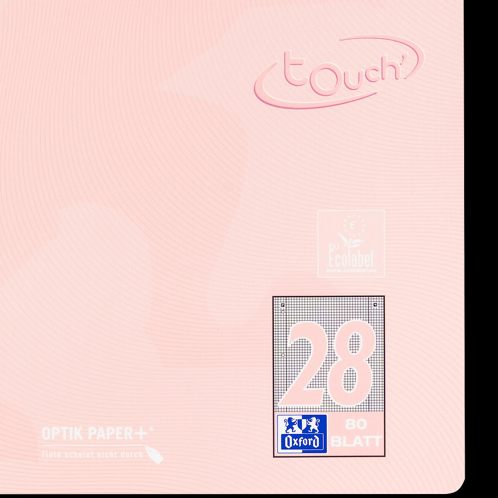 Oxford Touch Pastell Collegeblock A4+ 
#Lineatur 28 (kariert mit Rand rechts und links), 80 Blatt, 4-fach gelocht, sortiert pastell