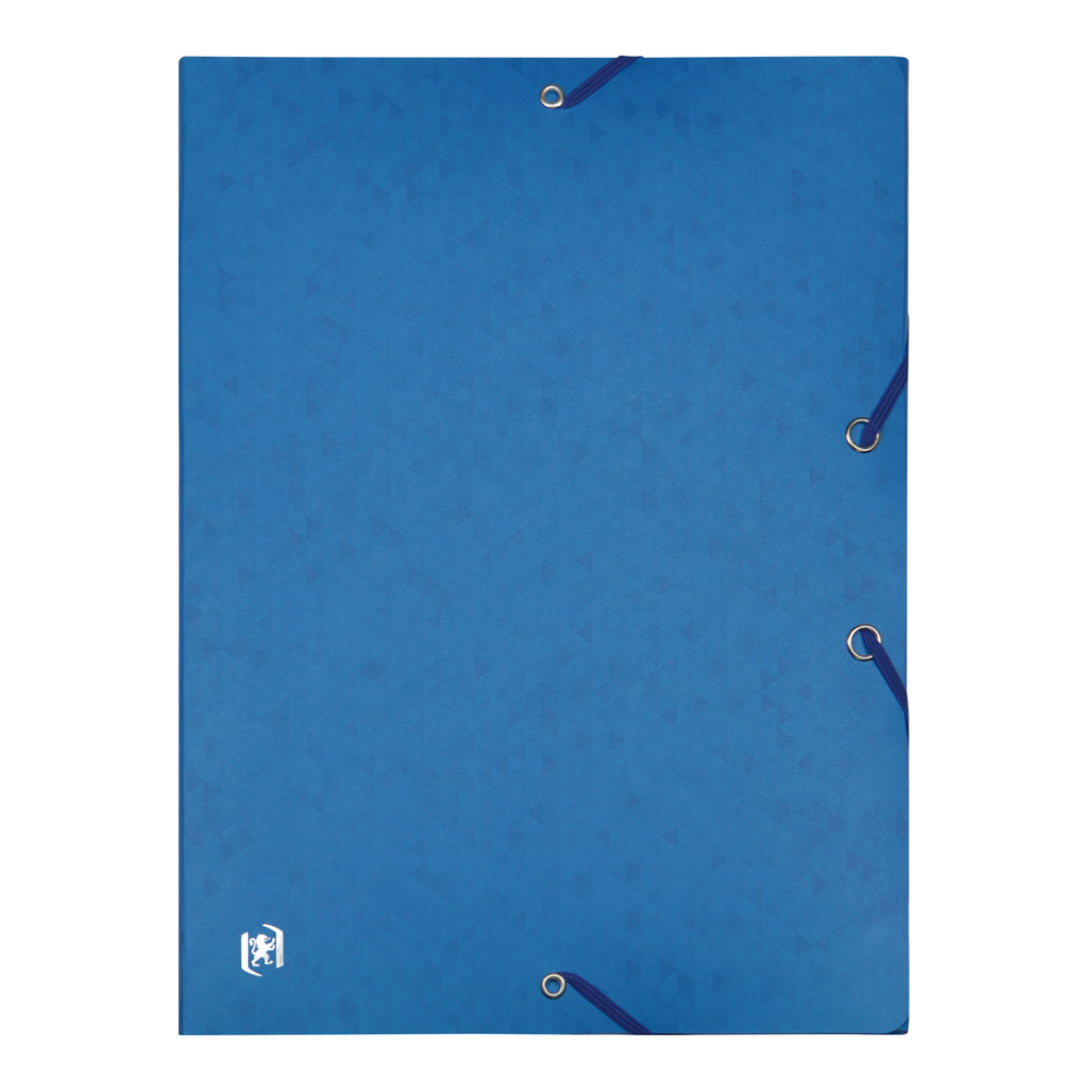 Oxford TOP FILE+ # Sammelbox in A4, Farbe: blau, 425 g/m² Karton, Multi´Strat™ Technologie, 25 mm breit, Beschriftungsetikett, drei Einschlagklappen, Eckspannergummis