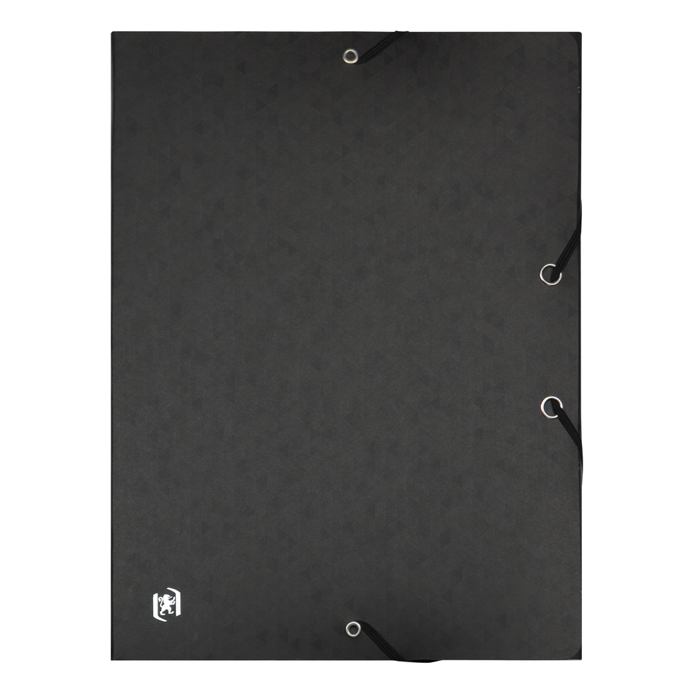 Oxford TOP FILE+ # Sammelbox in A4, Farbe: schwarz, 425 g/m² Karton, Multi´Strat™ Technologie, 25 mm breit, Beschriftungsetikett, drei Einschlagklappen, Eckspannergummis
