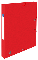 Oxford TOP FILE+ # Sammelbox in A4, Farbe: rot, 425 g/m² Karton, Multi´Strat™ Technologie, 25 mm breit, Beschriftungsetikett, drei Einschlagklappen, Eckspannergummis