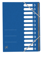 Oxford TOP FILE+ # Ordnungsmappe A4 mit 12 Fächern, Farbe: blau, 390 g/m² Karton, Multi´Strat™ Technologie, Gummizugverschluss