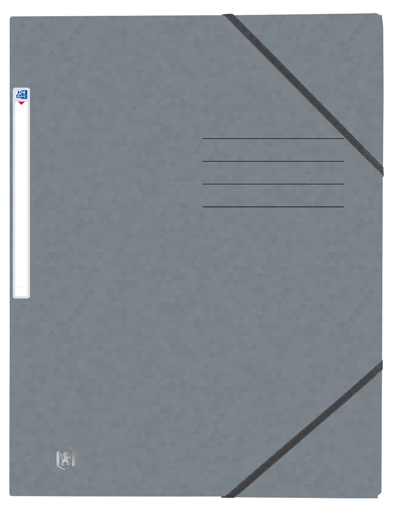 Oxford TOP FILE+ # Eckspannermappe A4, Farbe: grau, 390 g/m² Karton, Multi´Strat™ Technologie, Gummizugverschluss und drei Einschlagklappen