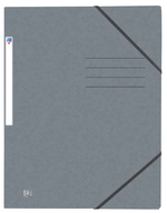 Oxford TOP FILE+ # Eckspannermappe A4, Farbe: grau, 390 g/m² Karton, Multi´Strat™ Technologie, Gummizugverschluss und drei Einschlagklappen