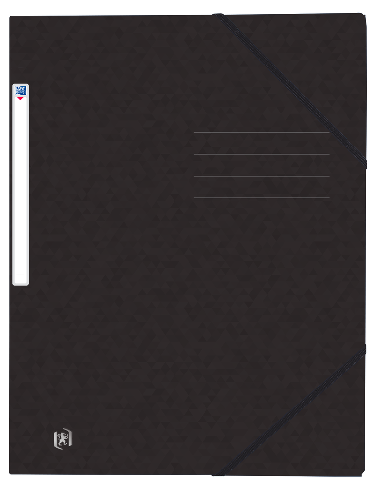 Oxford TOP FILE+ # Eckspannermappe A4, Farbe: schwarz, 390 g/m² Karton, Multi´Strat™ Technologie, Gummizugverschluss und drei Einschlagklappen