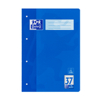 Oxford CLASSIC # Schulheft A4, Lineatur 37 (liniert mit Rand links und rechts), 16 Blatt, 90 g/m² OPTIK PAPER®, geheftet, 4-fach gelocht, Farbe: blau