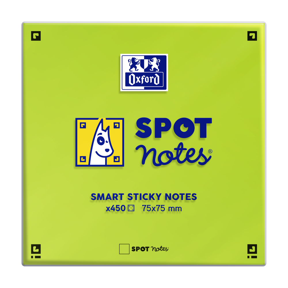 Oxford Spot Notes # selbstklebender Zettelblock, 7,5 x 7,5 cm, blanko,80 Blatt, 6 Blöcke farbig sortiert, SCRIBZEE® kompatibel