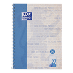 Oxford Recycling # A4+ Collegeblock, Lineatur 27 (liniert mit Rand rechts und links), 80 Blatt, 90 g/m² OPTIK PAPER® 100% recycled, Spiralbindung, 4-fach gelocht, Microperforation und Ausreißhilfe, blau