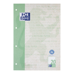 Oxford Recycling # A4 Schulblock, Lineatur 20 (blanko), 50 Blatt, 90 g/m² OPTIK PAPER® 100% recycled, kopfgeleimt, stabile Kartonunterlage, dunkelgrün