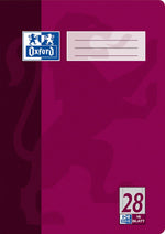 Oxford CLASSIC # Schulheft A4, Lineatur 28 (kariert mit Rand rechts und links), 16 Blatt, 90 g/m² OPTIK PAPER®, geheftet, Farbe: pflaume