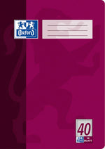 Oxford CLASSIC # Schulheft A4, Lineatur 40 (kariert 5 mm mit Rahmen), 16 Blatt,  90 g/m² Optik Paper®, geheftet, Farbe: pflaume