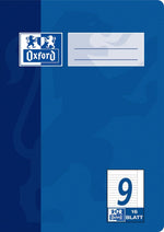 Oxford CLASSIC # Schulheft A5, Lineatur 9 (liniert mit Rand rechts), 16 Blatt, 90 g/m² OPTIK PAPER®, geheftet, Farbe: dunkelblau